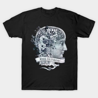 Brain Floral, Mental Health Matters, anatomy vintage style T-Shirt